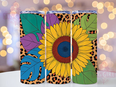 Leopard Print Sunflower Tumbler Wrap, Leopard Print, Bold Floral, Wild Style, Glam Design, Tumbler Wrap, Sublimation Design Sublimation SvggirlplusArt 