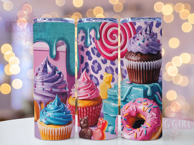 Leopard Print Sweet Treats Tumbler, Baker Tumbler Design, Animal Print Cupcake, Candy Shop Pattern, Sweet Treats Cup, Bakery Leopard Gift, Dessert Lover Design Sublimation SvggirlplusArt 