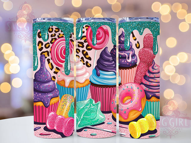 Leopard Print Sweet Treats Tumbler, Baker Tumbler Design, Animal Print Cupcake, Candy Shop Pattern, Sweet Treats Cup, Bakery Leopard Gift, Dessert Lover Design Sublimation SvggirlplusArt 