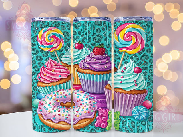 Leopard Print Sweet Treats Tumbler, Baker Tumbler Design, Animal Print Cupcake, Candy Shop Pattern, Sweet Treats Cup, Bakery Leopard Gift, Dessert Lover Design Sublimation SvggirlplusArt 