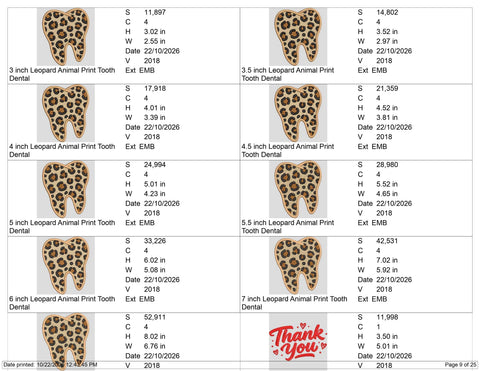 Leopard Print Tooth Embroidery Design – Animal Print Dental Tooth Dentist Hygienist Machine Embroidery File Embroidery/Applique DESIGNS PatternFeed8 