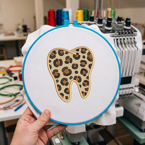 Leopard Print Tooth Embroidery Design – Animal Print Dental Tooth Dentist Hygienist Machine Embroidery File Embroidery/Applique DESIGNS PatternFeed8 