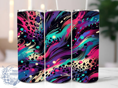 Leopard Print Tumbler, Abstract Splatter Design, 20oz Tumbler Wrap, Sublimation Drinkware, Trendy Tumbler Design, Animal Print Tumbler, Unique Sublimation Wrap Sublimation ToriDesigns 