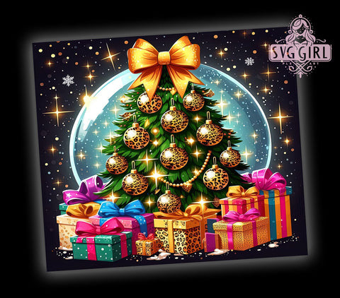 Leopard Print Tumbler, Christmas Tree Tumbler, 20oz Tumbler, PNG Sublimation Design, Holiday Drinkware, Festive Tumbler, Christmas Gift, Animal Print Christmas Sublimation SvggirlplusArt 