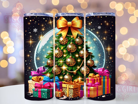 Leopard Print Tumbler, Christmas Tree Tumbler, 20oz Tumbler, PNG Sublimation Design, Holiday Drinkware, Festive Tumbler, Christmas Gift, Animal Print Christmas Sublimation SvggirlplusArt 