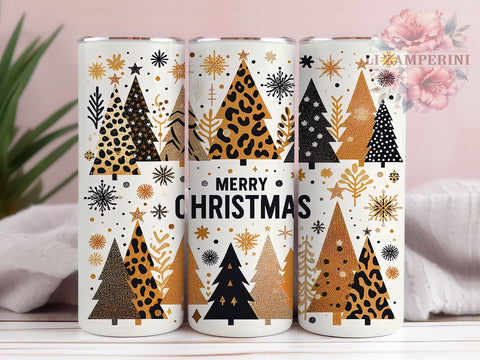 Leopard Print Tumbler, Merry Christmas Decor, Sublimation Wrap, 20oz Tumbler, Christmas Tree Design, Holiday Drinkware, Animal Print Gift Sublimation Li Zamperini 