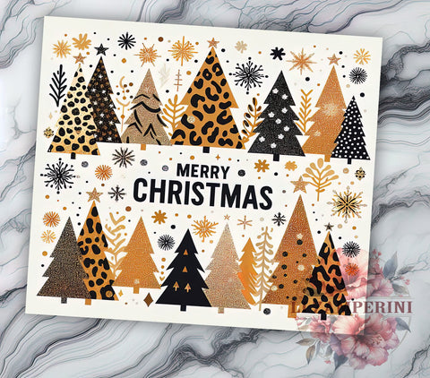 Leopard Print Tumbler, Merry Christmas Decor, Sublimation Wrap, 20oz Tumbler, Christmas Tree Design, Holiday Drinkware, Animal Print Gift Sublimation Li Zamperini 