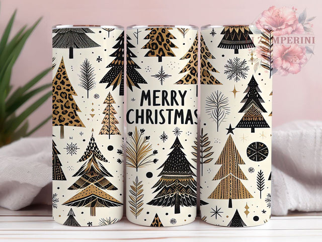 Leopard Print Tumbler, Merry Christmas Decor, Sublimation Wrap, 20oz Tumbler, Christmas Tree Design, Holiday Drinkware, Animal Print Gift Sublimation Li Zamperini 