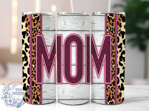 Leopard Print Tumbler, Mom Tumbler, Sublimation Design, 20oz Tumbler, Animal Print Gift, Personalized Mom Gift, Cute Tumbler, Mother's Day Gift Sublimation ToriDesigns 