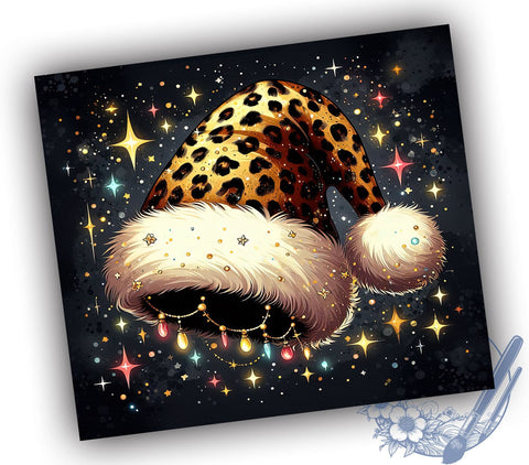 Leopard Print Tumbler, Santa Hat Design, Christmas Drinkware, Holiday Sublimation, Trendy Christmas Gift, Festive Decor, Cute Tumbler Wrap, Personalized Holiday Tumbler Sublimation ToriDesigns 