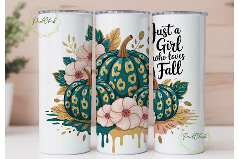 Leopard Pumpkin Fall 20oz Tumbler Wrap Sublimation PixelChick 
