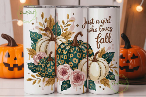 Leopard Pumpkin Fall 20oz Tumbler Wrap Sublimation PixelChick 