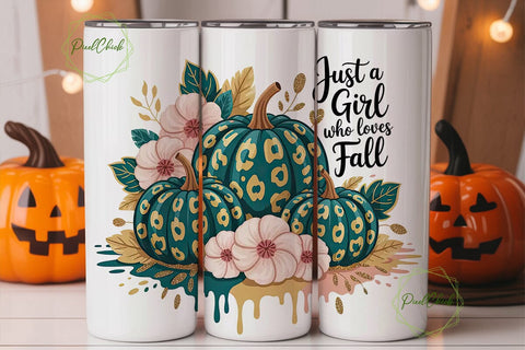 Leopard Pumpkin Fall 20oz Tumbler Wrap Sublimation PixelChick 
