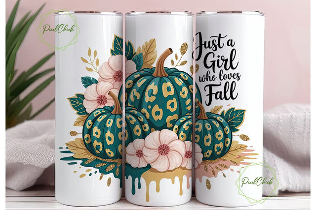 Leopard Pumpkin Fall 20oz Tumbler Wrap Sublimation PixelChick 