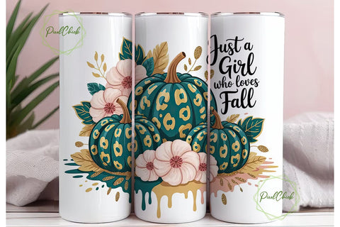 Leopard Pumpkin Fall 20oz Tumbler Wrap Sublimation PixelChick 