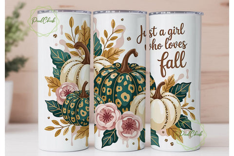 Leopard Pumpkin Fall 20oz Tumbler Wrap Sublimation PixelChick 