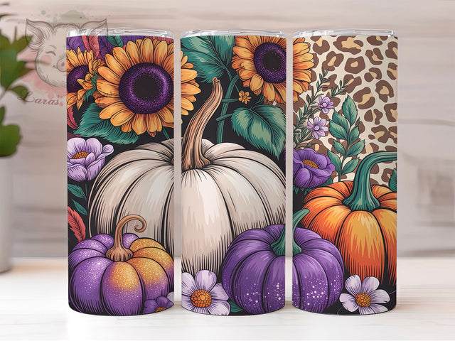 Leopard Pumpkin Fall Tumbler Tumbler, Fall Tumbler Png, 20oz Skinny Tumbler, Cheetah Print Tumbler, Sublimation Download, Trendy Fall Tumbler, Autumn Tumbler Wrap Sublimation Lara' s Designs 