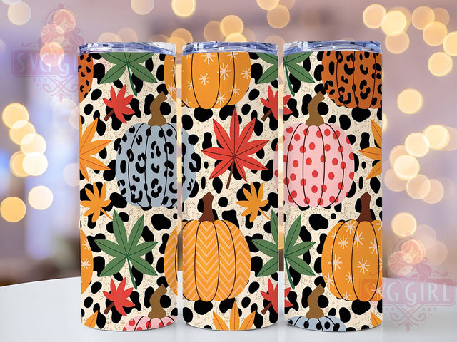 Leopard Pumpkin Fall Vibes Tumbler, Leopard Maple Leaf Wrap, Autumn Pumpkins Tumbler, Fall Glitter Cup, 20oz Sublimation, Pumpkin Leopard Mug, Glitter Fall Tumbler Sublimation SvggirlplusArt 