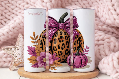 Leopard Pumpkin Glitter 20oz Tumbler Sublimation DesignSVG 