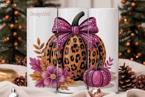 Leopard Pumpkin Glitter 20oz Tumbler Sublimation DesignSVG 
