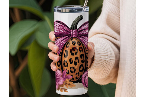 Leopard Pumpkin Glitter 20oz Tumbler Sublimation DesignSVG 