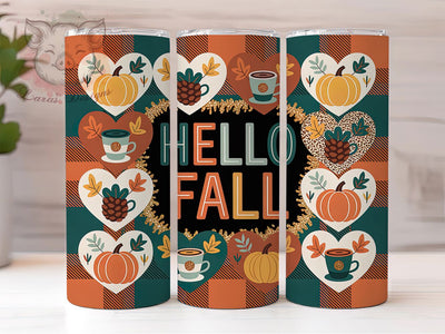 Leopard Pumpkin Hello Fall Tumbler, Hello Fall Wrap, Pumpkin Heart Tumbler, 20oz Leopard Sublimation, Autumn Heart Cup, Fall Pumpkin Wrap, Animal Print Tumbler Sublimation Lara' s Designs 