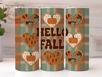Leopard Pumpkin Hello Fall Tumbler, Hello Fall Wrap, Pumpkin Heart Tumbler, 20oz Leopard Sublimation, Autumn Heart Cup, Fall Pumpkin Wrap, Animal Print Tumbler Sublimation Lara' s Designs 