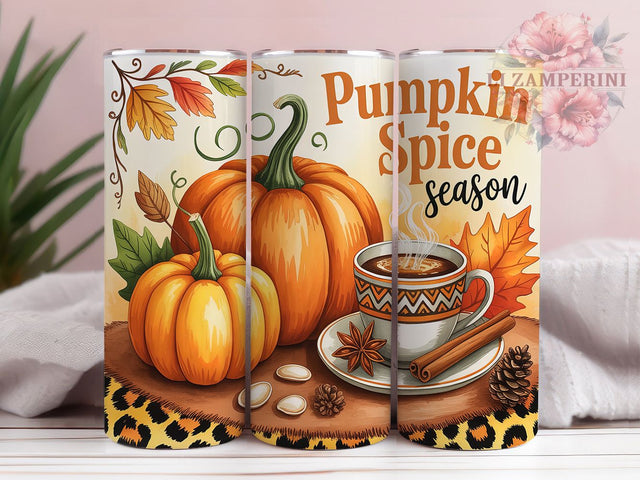 Leopard Pumpkin Spice Fall Tumbler Wrap, Fall Tumbler Wrap, Cheetah Print Tumbler, Pumpkin Spice Tumbler, Autumn Leopard Sublimation, 20oz Skinny Tumbler Png, Trendy Fall Png Sublimation Li Zamperini 
