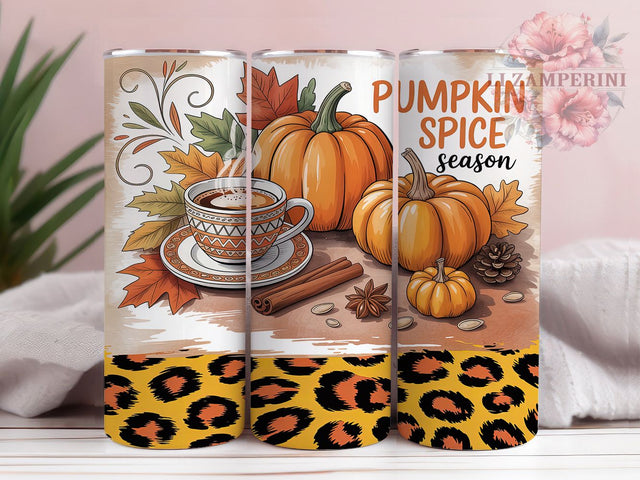 Leopard Pumpkin Spice Fall Tumbler Wrap, Fall Tumbler Wrap, Cheetah Print Tumbler, Pumpkin Spice Tumbler, Autumn Leopard Sublimation, 20oz Skinny Tumbler Png, Trendy Fall Png Sublimation Li Zamperini 