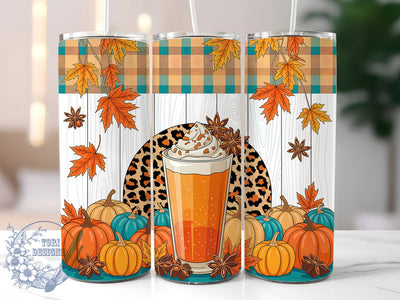 Leopard Pumpkin Spice Tumbler Wrap, Fall Tumbler Wrap, 20oz Skinny Tumbler, Pumpkin Spice Png, Sublimation Design, Cheetah Print Tumbler, Tumbler Wrap Download Sublimation ToriDesigns 