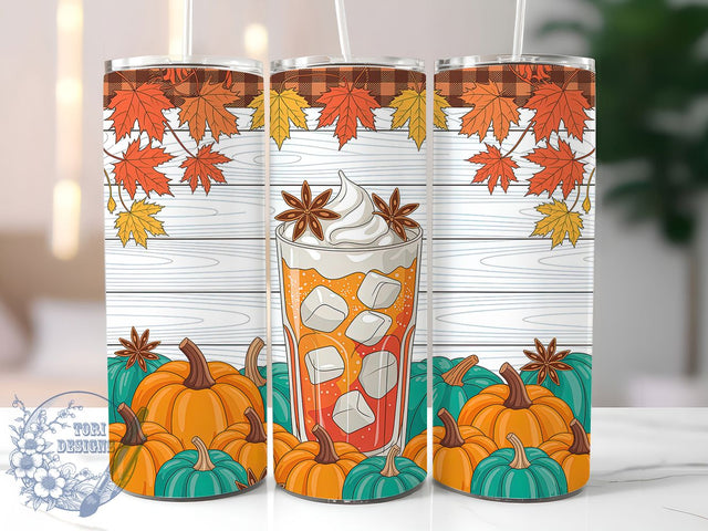 Leopard Pumpkin Spice Tumbler Wrap, Fall Tumbler Wrap, 20oz Skinny Tumbler, Pumpkin Spice Png, Sublimation Design, Cheetah Print Tumbler, Tumbler Wrap Download Sublimation ToriDesigns 