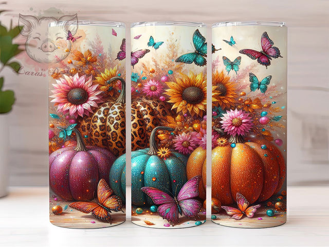 Leopard Pumpkin Sunflower Fall Tumbler Wrap, Fall Floral Tumbler Png, 20oz Skinny Tumbler, Sunflower Tumbler Design, Autumn Sublimation Design, Fall Leopard Png, Pumpkin Sunflower Tumbler Sublimation Lara' s Designs 