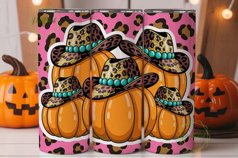 Leopard Pumpkin Tumbler Wrap PNG Sublimation PixelChick 