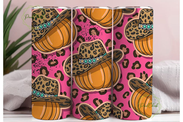 Leopard Pumpkin Tumbler Wrap PNG Sublimation PixelChick 