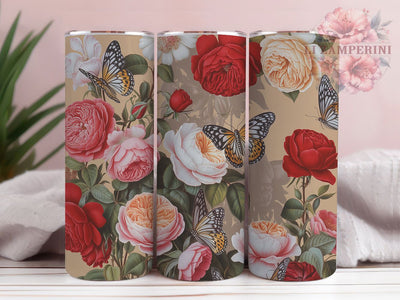 Leopard Rose Gold Butterfly 20oz Tumbler, Floral Design, Rose Gold, Butterfly Art, 20oz Sublimation, PNG Design, Glam Gift Sublimation Li Zamperini 