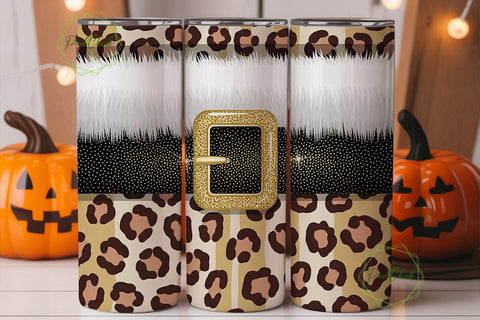 Leopard Santa Belt 20oz Tumbler Wrap Sublimation PixelChick 