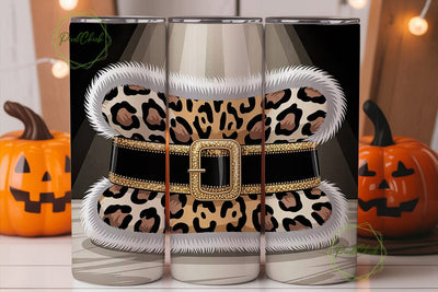 Leopard Santa Belt 20oz Tumbler Wrap Sublimation PixelChick 