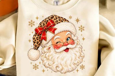 Leopard Santa Face Christmas PNG Sublimation SVGista 