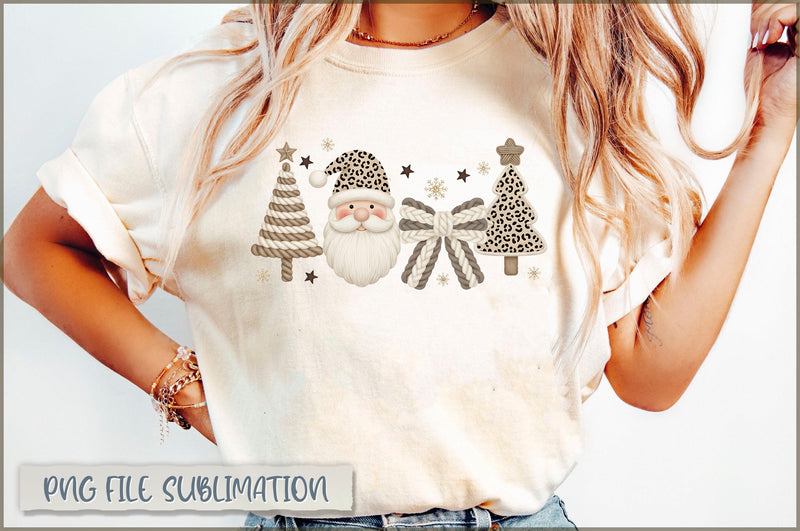 Leopard Santa PNG, Christmas Coquette Yarn PNG Sublimation Shetara Begum 