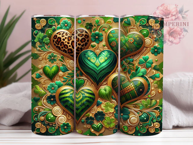 Leopard Shamrock Heart Tumbler, Shamrock Heart Tumbler, Stylish 20oz Wrap, Sublimation Design, Trendy Gift Idea, Irish Leopard Wrap, Lucky Shamrock Tumbler Sublimation Li Zamperini 