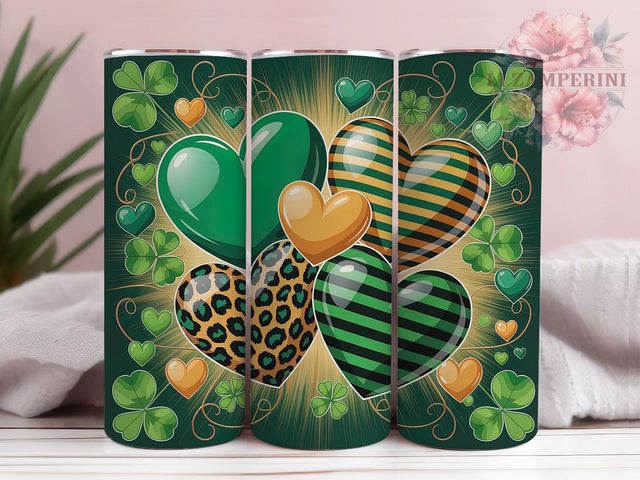 Leopard Shamrock Heart Tumbler, Shamrock Heart Tumbler, Stylish 20oz Wrap, Sublimation Design, Trendy Gift Idea, Irish Leopard Wrap, Lucky Shamrock Tumbler Sublimation Li Zamperini 