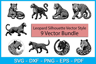 Leopard Silhouette Vector Style Bundle SVG Creativedesigntee 