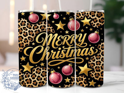 Leopard Star Christmas 20oz Tumbler, Leopard Motif, Star Accent, Christmas Theme, Festive Art Design, Whimsical Flair, Sublimation Wrap, 20oz Tumbler Sublimation ToriDesigns 