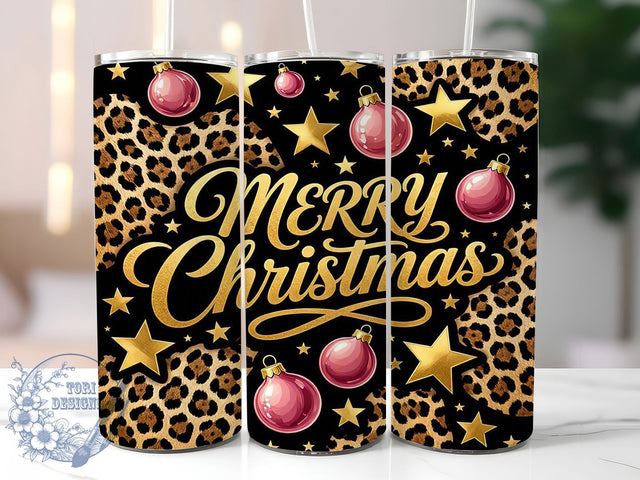Leopard Star Christmas 20oz Tumbler, Leopard Motif, Star Accent, Christmas Theme, Festive Art Design, Whimsical Flair, Sublimation Wrap, 20oz Tumbler Sublimation ToriDesigns 
