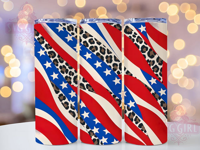 Leopard Star Stripe 20oz Tumbler Wrap, Leopard Print, Star Motif, Stripe Pattern, Bold Style, Trendy Design, Skinny Tumbler, Sublimation PNG Sublimation SvggirlplusArt 