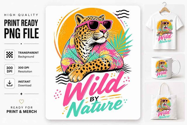 Leopard Sublimation PNG Wild By Nature Wildlife POD Design SVG BillahCrafts 