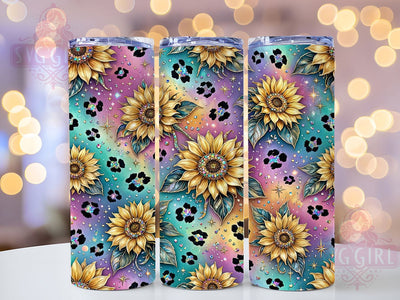 Leopard Sunflower 20oz Tumbler, Leopard Print, Sunflower Motif, Rustic Style, Bold Aesthetic, Western Charm, 20oz Wrap, Sublimation Tumbler Sublimation SvggirlplusArt 