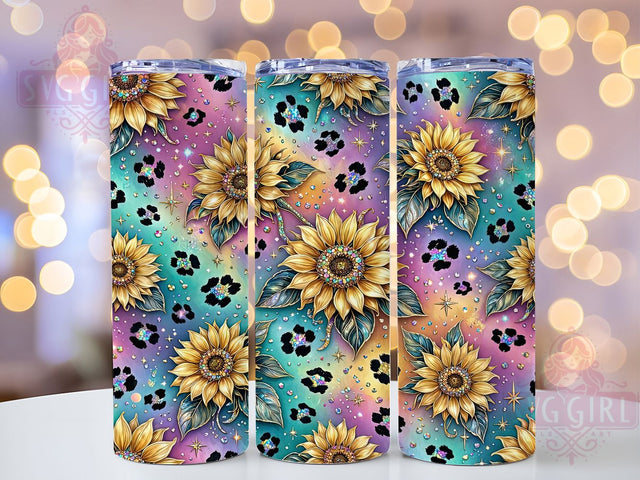Leopard Sunflower 20oz Tumbler, Leopard Print, Sunflower Motif, Rustic Style, Bold Aesthetic, Western Charm, 20oz Wrap, Sublimation Tumbler Sublimation SvggirlplusArt 