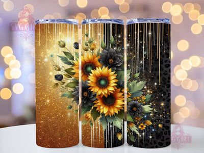 Leopard Sunflower 20oz Tumbler Wrap Sublimation Design, Straight Tapered Tumbler Wrap, Glitter Sunflower Tumbler Png, Instant Digital Download Sublimation SvggirlplusArt 