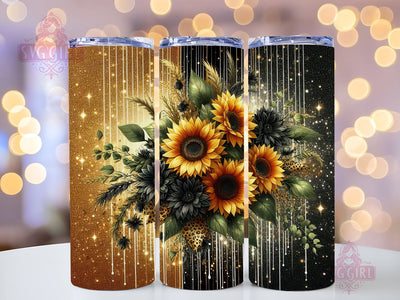 Leopard Sunflower 20oz Tumbler Wrap Sublimation Design, Straight Tapered Tumbler Wrap, Glitter Sunflower Tumbler Png, Instant Digital Download Sublimation SvggirlplusArt 